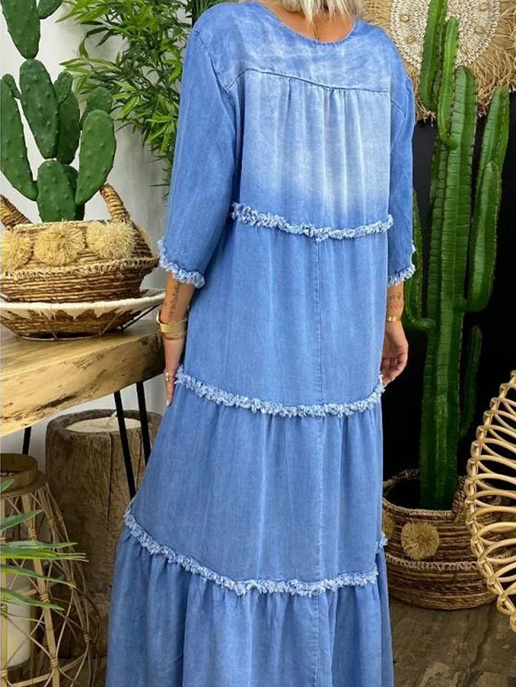 LB | Sukienka maxi z dekoltem w szpic