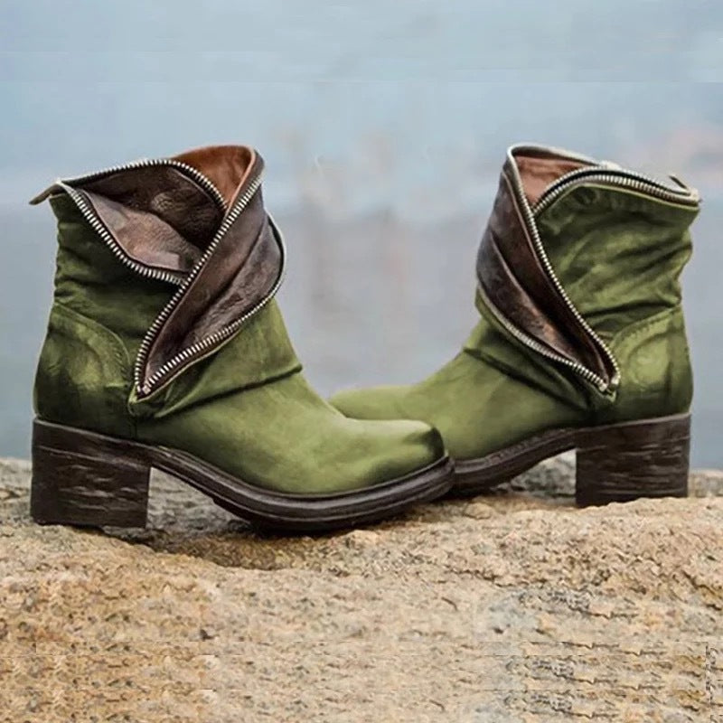 LB | Eleganckie, składane botki do kostki z zapięciem na suwak