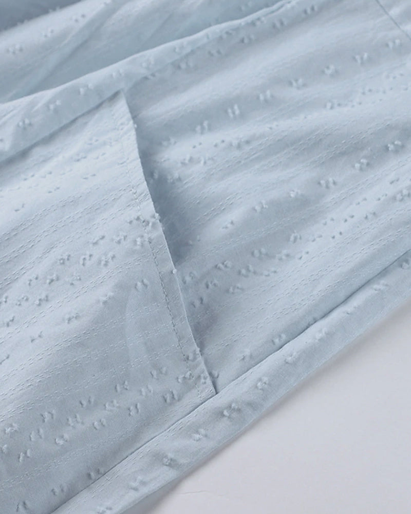 LB | Sukienka mini o linii A z dekoltem w szpic, rękawami 3/4 i kieszeniami