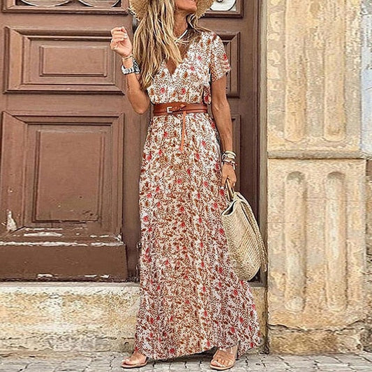 LB | Boho maxi sukienka z rozcięciem