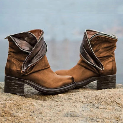 LB | Eleganckie, składane botki do kostki z zapięciem na suwak