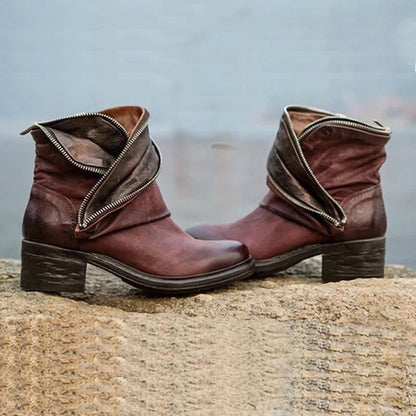 LB | Eleganckie, składane botki do kostki z zapięciem na suwak