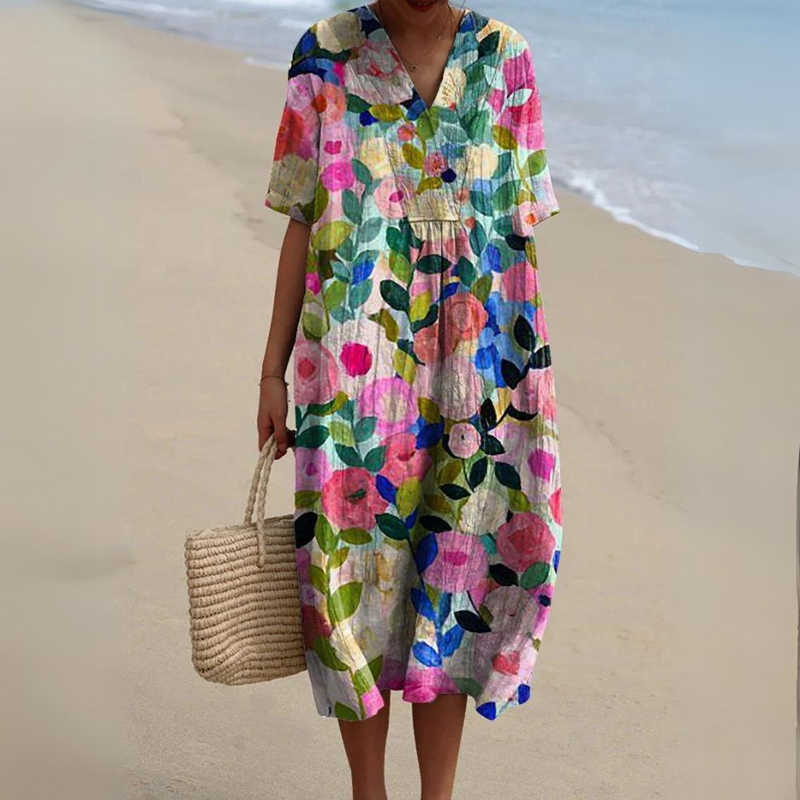 LB | Sukienka midi z kwiatowym wzorem w stylu bohemy