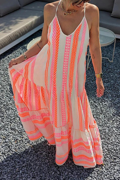 LB | Długa sukienka cami z etnicznym nadrukiem