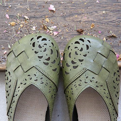 LB | Oddychające skórzane mieszkania w stylu vintage