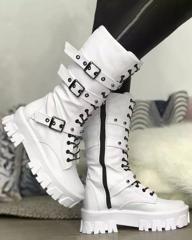 LB | Buty z zamkiem błyskawicznym i klamrami