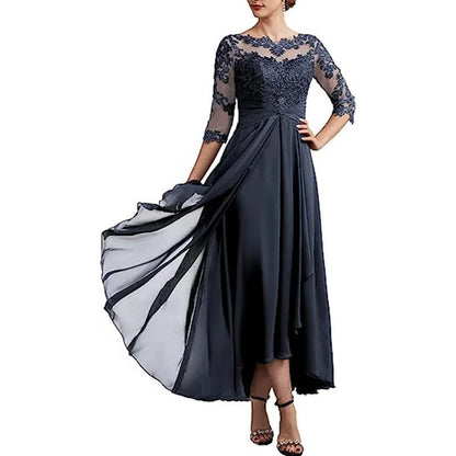 LB | Szyfonowa sukienka maxi z przezroczystymi rękawami o długości midi