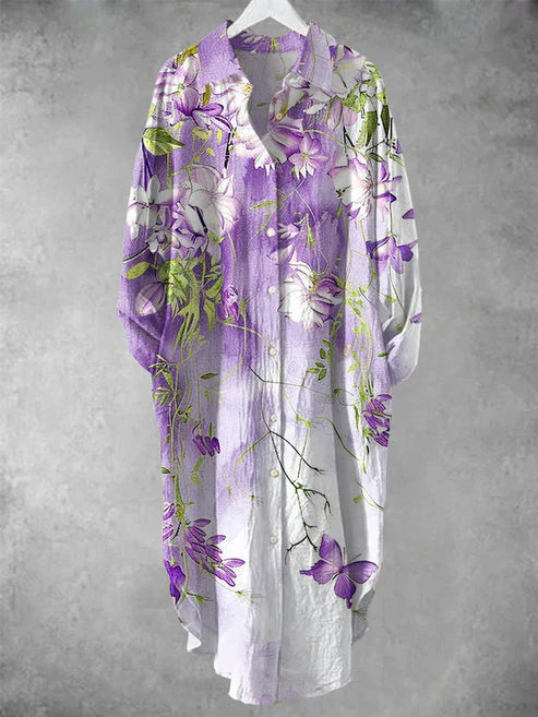 LB | Zapinana na guziki sukienka midi z kwiatowym nadrukiem