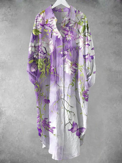 LB | Zapinana na guziki sukienka midi z kwiatowym nadrukiem